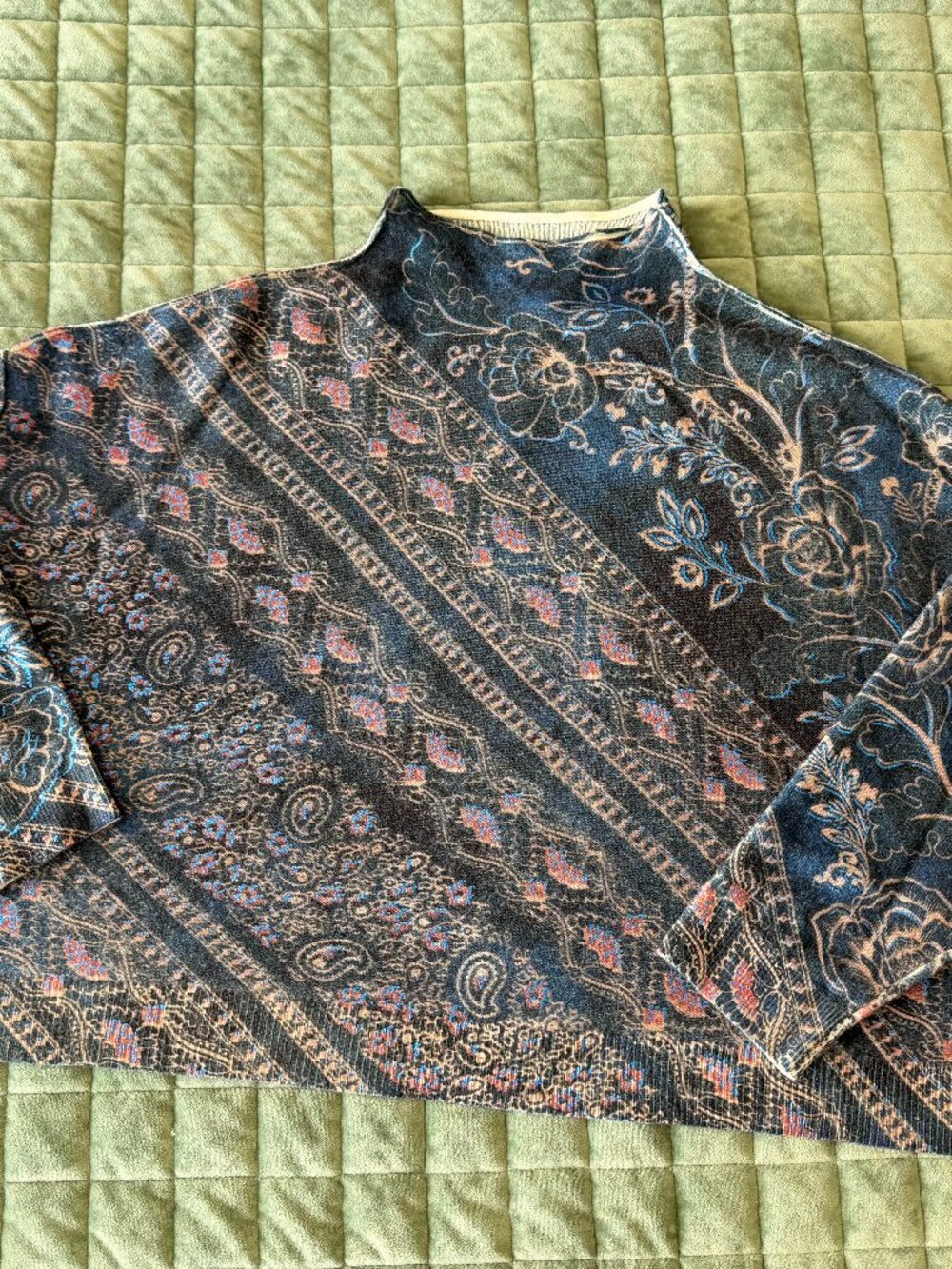 Size L Anthropologie Pilcro "The Alani" Cashmere Mock-Neck Printed Sweater - Picture 2 of 6
